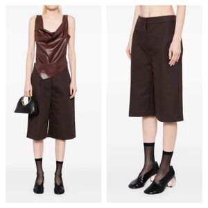 RECTO Chocolate Brown Pleat Detail Shorts SZ XS